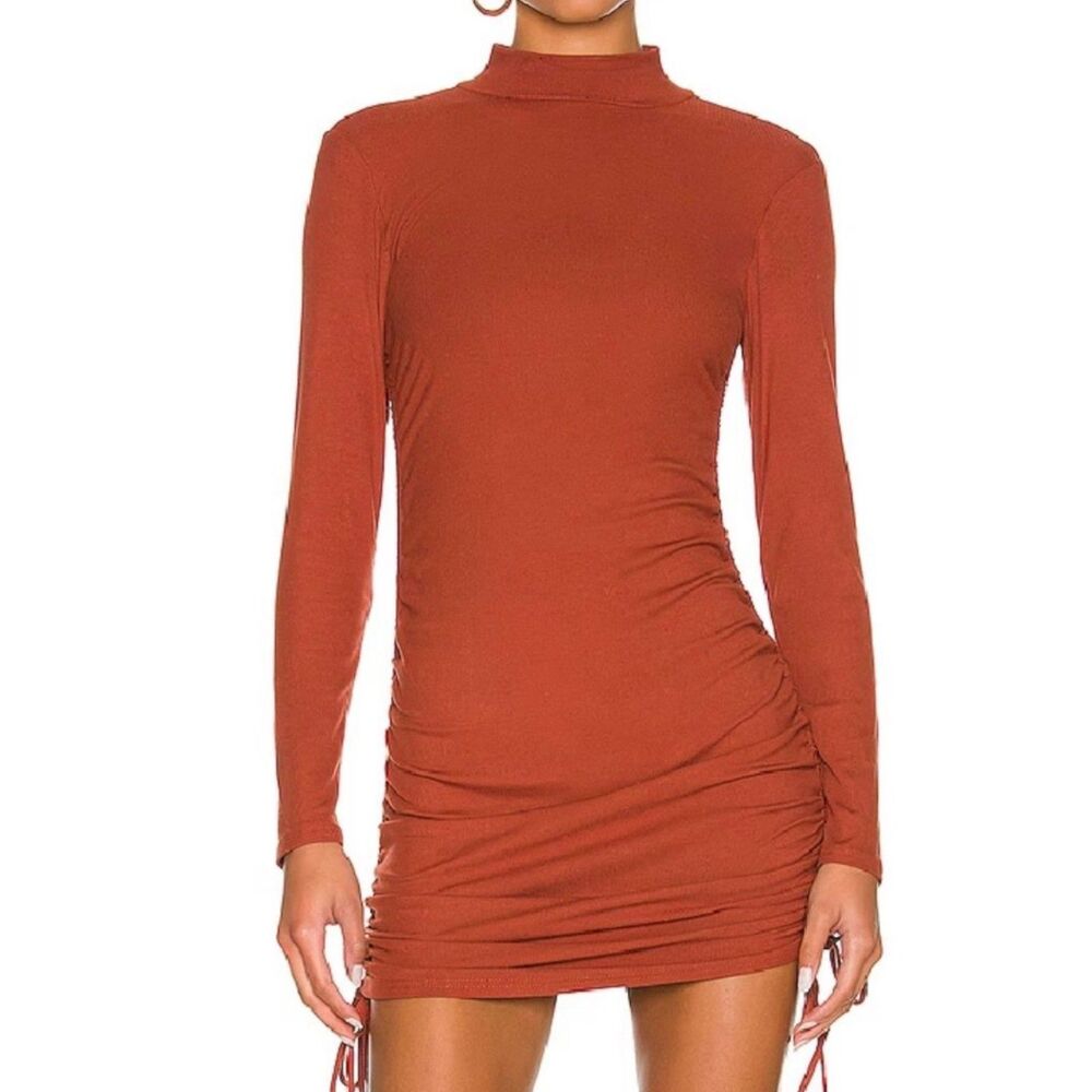 🆕 BB Dakota by Steve Madden All Glowed Up Ruched Ribbed Dress in Spice